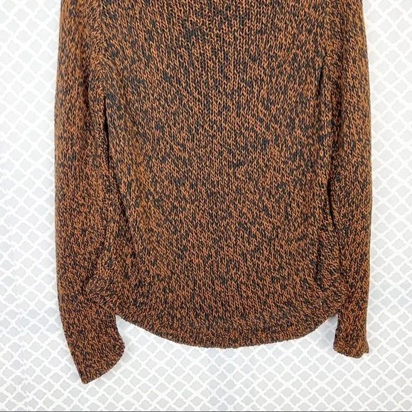 NWOT Eileen Fisher Marled Organic Cotton Blend Funnel-neck Sweater In Nutmeg - Picture 8 of 11